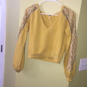 Free People yellow long sleeve crop top